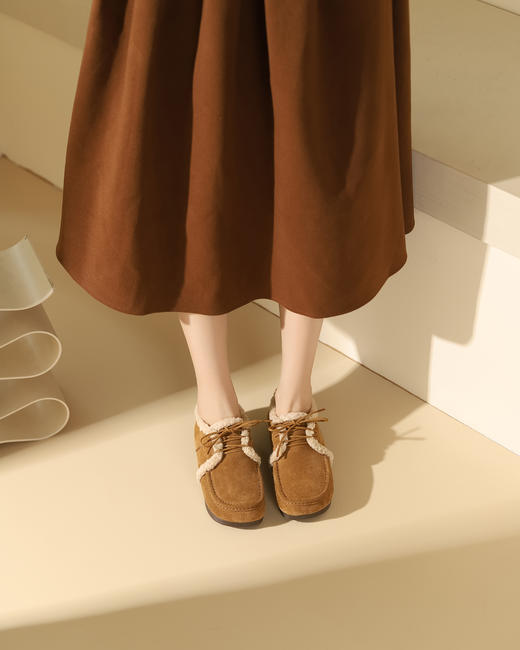 西村名物2023冬季新品复古圆头内里绒毛保暖短靴X23DM44801 商品图4