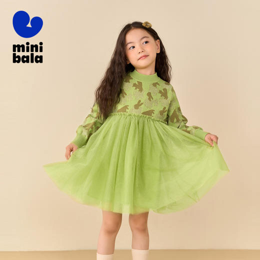 迷你巴拉女童连衣裙秋冬新款宝宝时尚甜美拼接儿童网纱裙 商品图1