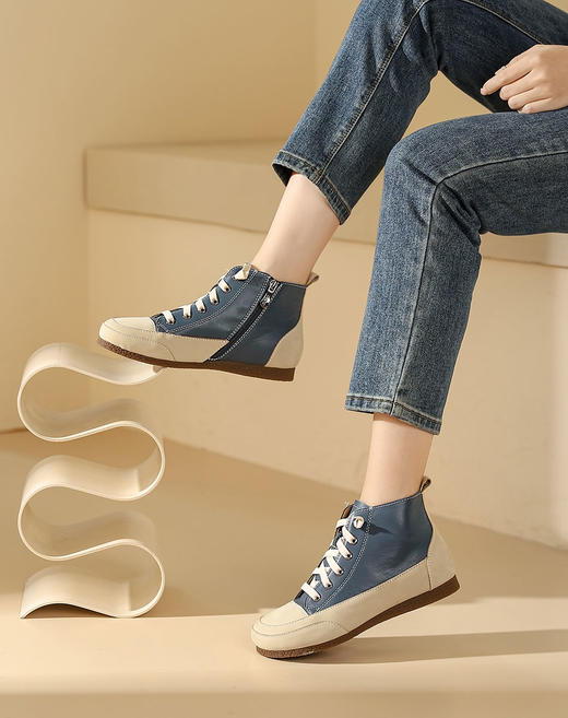 西村名物2023秋季新品法式复古尖头粗跟裸靴真皮短靴马丁靴X23DS44991 商品图13