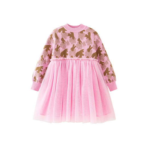 迷你巴拉女童连衣裙秋冬新款宝宝时尚甜美拼接儿童网纱裙 商品图4