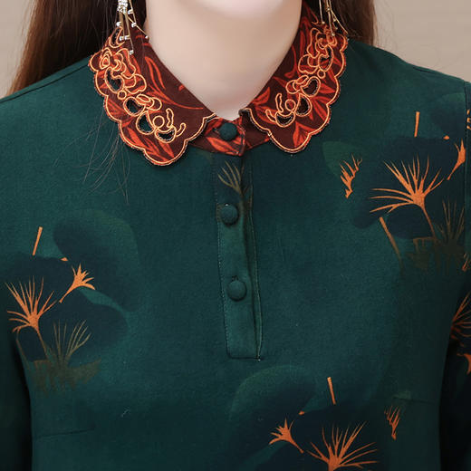 宽松休闲长袖，A字裙印花连衣裙QYM-TYH-231377-Y 商品图3