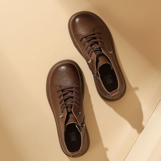 西村名物2023秋季新品复古尖头粗跟裸靴系带短靴马丁靴X23DS45471 商品图11