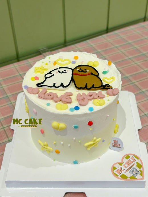 线条小狗手绘蛋糕 商品图1