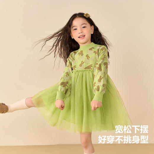 迷你巴拉女童连衣裙秋冬新款宝宝时尚甜美拼接儿童网纱裙 商品图2