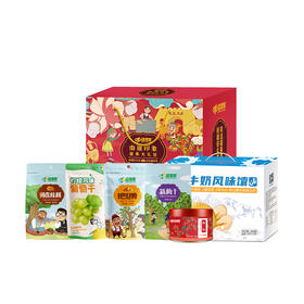 【疆果果】新疆特产 南疆印象礼盒B款: 新梅干150g*1 枸杞150g*1 五香巴旦木235g*1 薄皮核桃500g*1 牛奶馕600g*1 柠檬味葡萄干105g*1