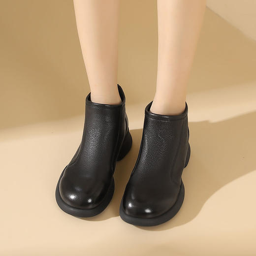 西村名物2023秋季新品法式复古尖头粗跟裸靴短靴切尔西靴X23DS45461 商品图0