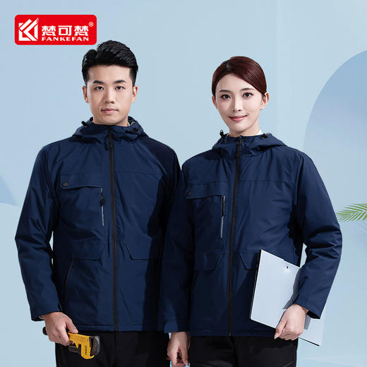 冬季男女加厚冲锋衣棉袄工作服外套户外定制防寒汽修工服工装上衣 商品图2