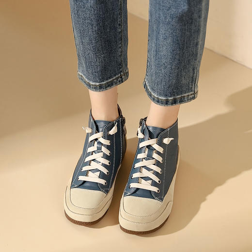 西村名物2023秋季新品法式复古尖头粗跟裸靴真皮短靴马丁靴X23DS44991 商品图8