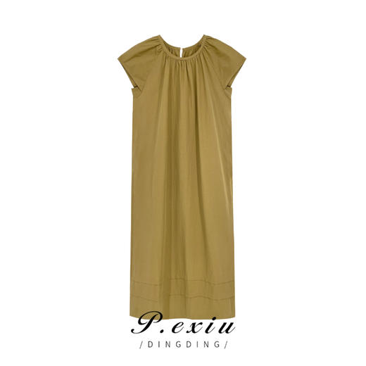 11-1潘依绣丁丁宠粉  夏季韩版纯色简约宽松显瘦休闲百搭圆领连衣裙 85900 商品图0