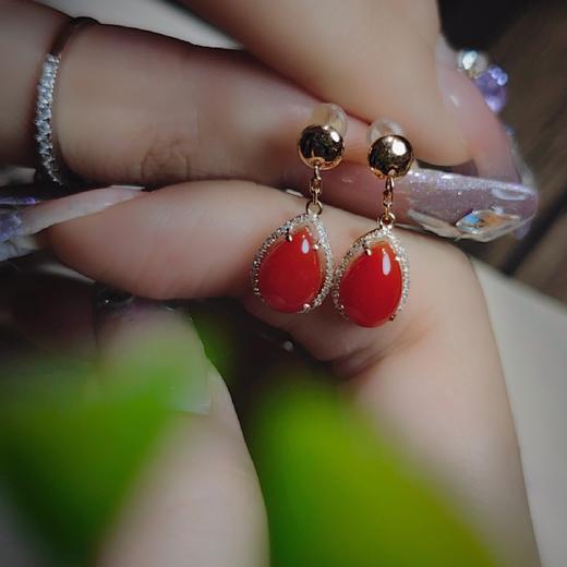 18k镶嵌天然深海有机珠宝耳钉 商品图1