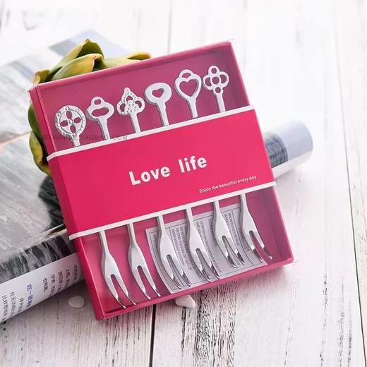 love life 不锈钢创意水果叉6件套 商品图0