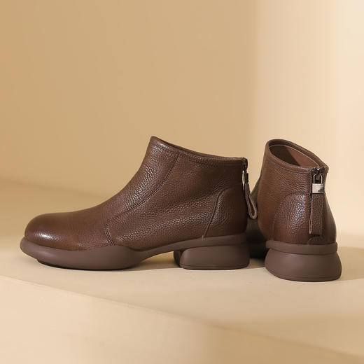 西村名物2023秋季新品法式复古尖头粗跟裸靴短靴切尔西靴X23DS45461 商品图10