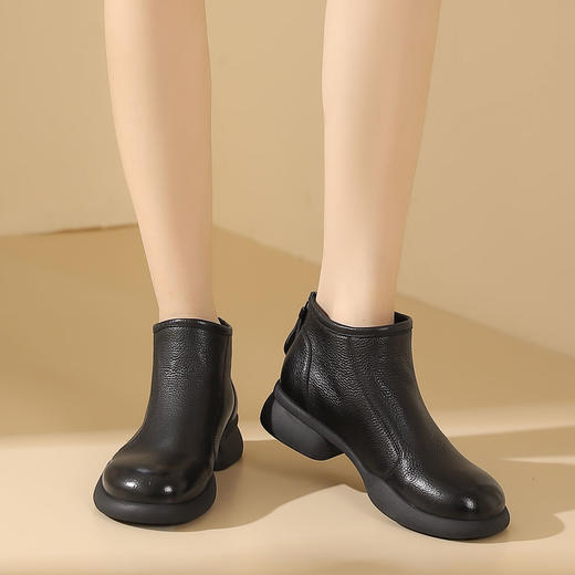 西村名物2023秋季新品法式复古尖头粗跟裸靴短靴切尔西靴X23DS45461 商品图1