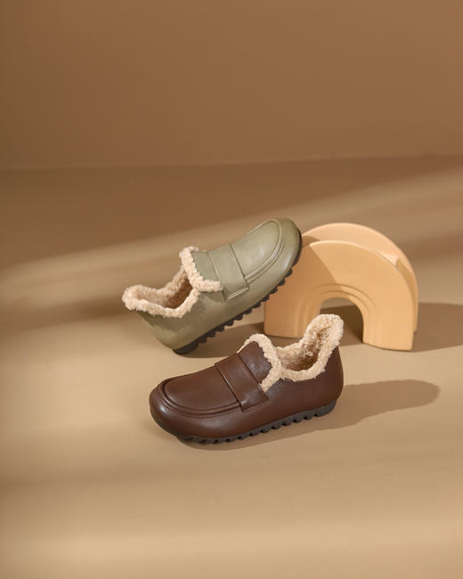 西村名物2023冬季新品复古圆头内里绒毛保暖短靴X23DM45271 商品图10