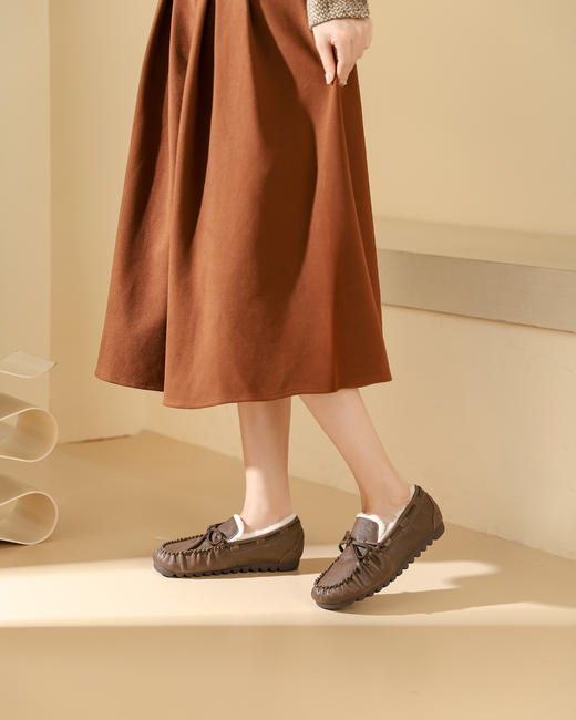 西村名物2023冬季新品复古圆头内里绒毛保暖短靴X23DM45651 商品图12