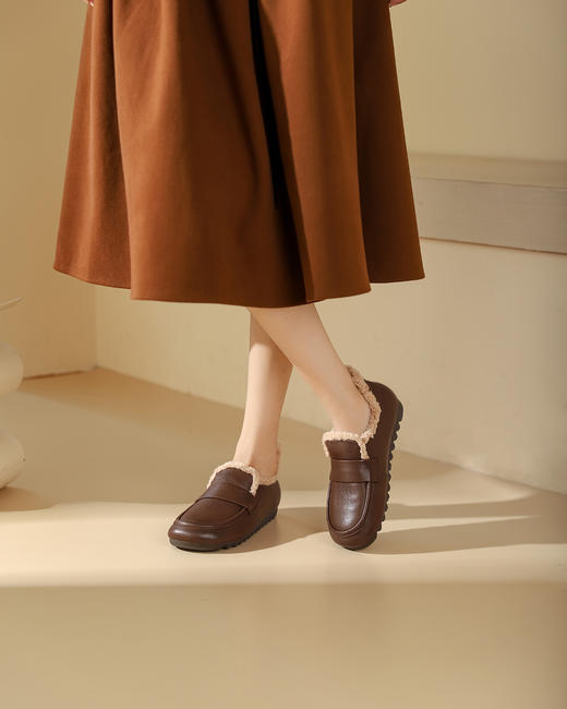 西村名物2023冬季新品复古圆头内里绒毛保暖短靴X23DM45271 商品图2