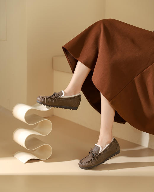 西村名物2023冬季新品复古圆头内里绒毛保暖短靴X23DM45651 商品图11