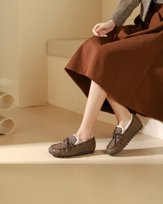 西村名物2023冬季新品复古圆头内里绒毛保暖短靴X23DM45651 商品图10