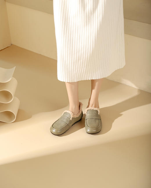 西村名物2023冬季新品复古圆头内里绒毛保暖短靴X23DM45271 商品图5