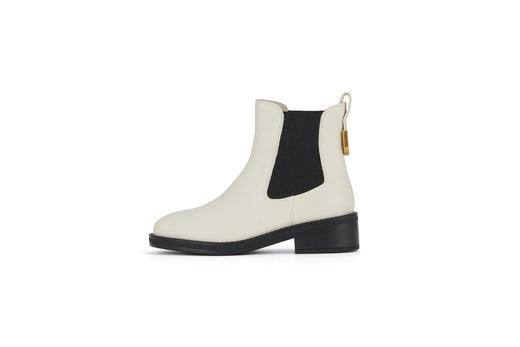 西村名物2023秋季新品法式复古尖头粗跟裸靴真皮短靴切尔西靴X23DS45621 商品图3