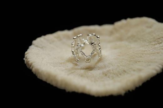 CHEZ BOQUE 冬日童话系列原创手工925银织物肌理戒指《礼服0号》 商品图3