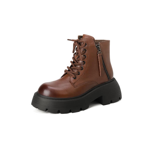 西村名物2023冬季新品厚底增高圆头系带短靴马丁靴X23DS45561 商品图7