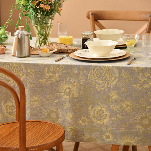 复古花卉提花桌布客厅电视柜布艺餐桌布 商品图3