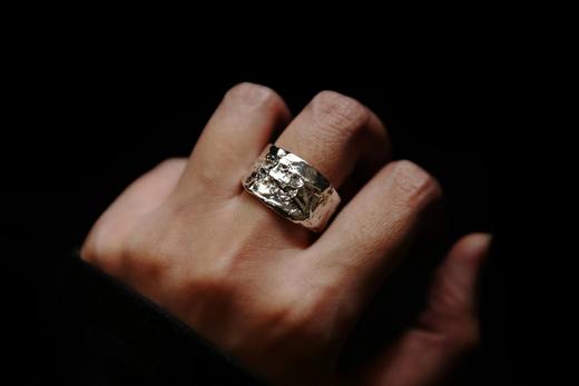 CHEZ BOQUE 冬日童话系列原创手工925银纸张肌理戒指《折纸0号》 商品图1