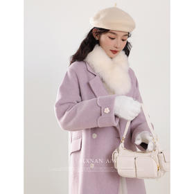 鹿向南《香草芋紫》秋冬气质西装领毛呢外套高级感中长款大衣女