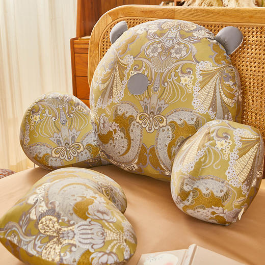 熊抱抱橙绿系列床头靠垫软包腰靠沙发飘窗可拆洗 商品图0