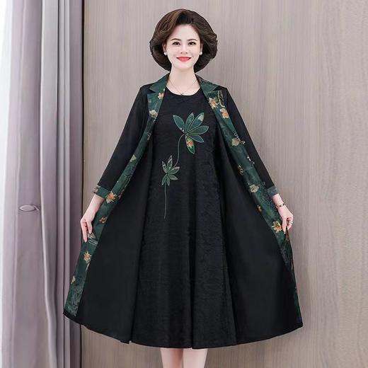 A889妈妈春装新款连衣裙套装洋气高贵气质中年女人套裙时尚中长款 商品图2