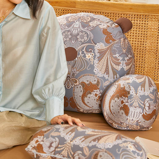 熊抱抱蓝粉系列床头靠垫软包腰靠沙发飘窗可拆洗 商品图2