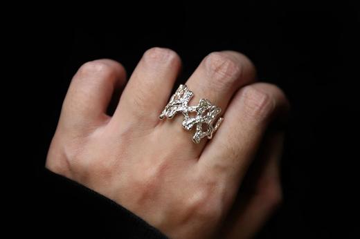 CHEZ BOQUE 冬日童话系列原创手工925银织物肌理戒指《礼服0号》 商品图4