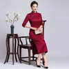 长款醋酸缎高贵连衣裙 2023新款春秋装阔太太宴会旗袍LHS-06184 商品缩略图0