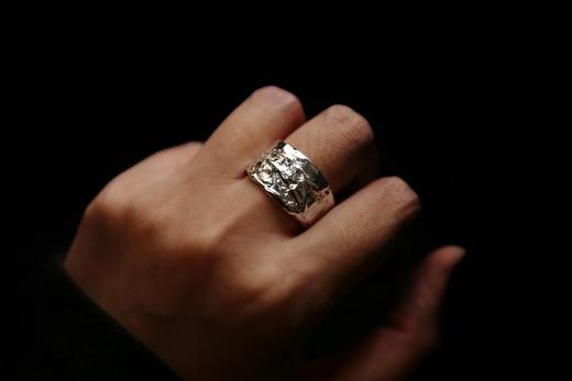 CHEZ BOQUE 冬日童话系列原创手工925银纸张肌理戒指《折纸0号》 商品图3