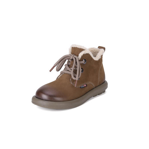 西村名物2023秋季新品圆头粗跟绒里靴系带短靴马丁靴X23DS46471 商品图9