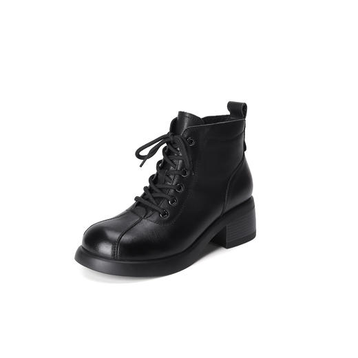 西村名物2023秋季新品复古圆头粗跟裸靴系带短靴马丁靴X23DS46511 商品图8