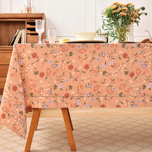 清新花卉印花桌布客厅电视柜布艺餐桌布 商品图0