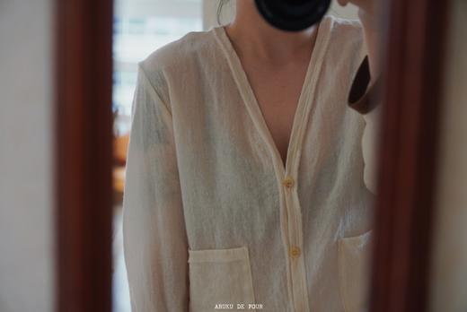 elsa esturgie 米白V领衬衫上衣 商品图1