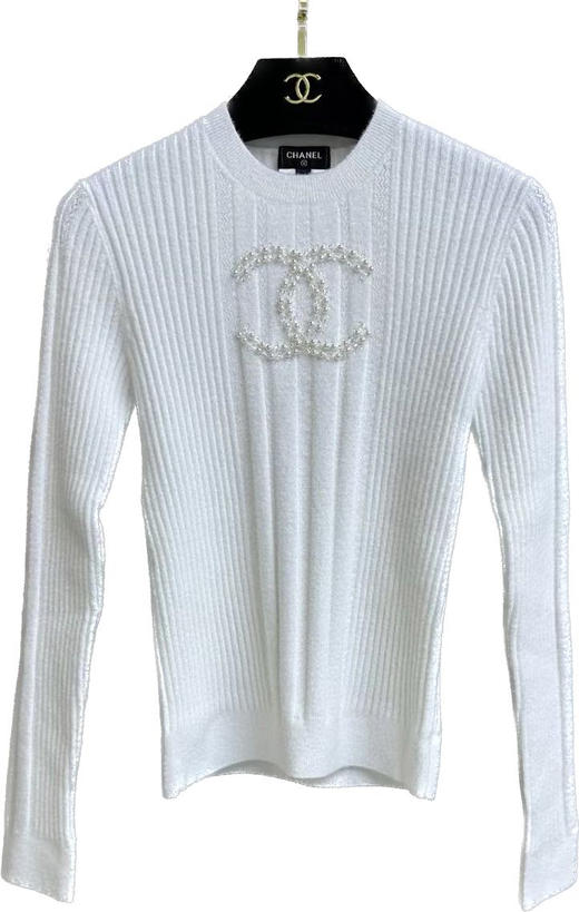 CHANEL/香奈儿 白色双C珍珠刺绣圆领上衣 S/3 M/3 L/2。 自己备注号码 商品图2