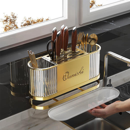 刀架厨房专用置物架不锈钢家用菜刀具台面收纳架一体架筷子筒新款 商品图6