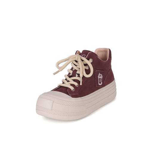 西村名物2023秋季新品圆头平底高帮小白鞋系带短靴马丁靴X23DS46461 商品图9