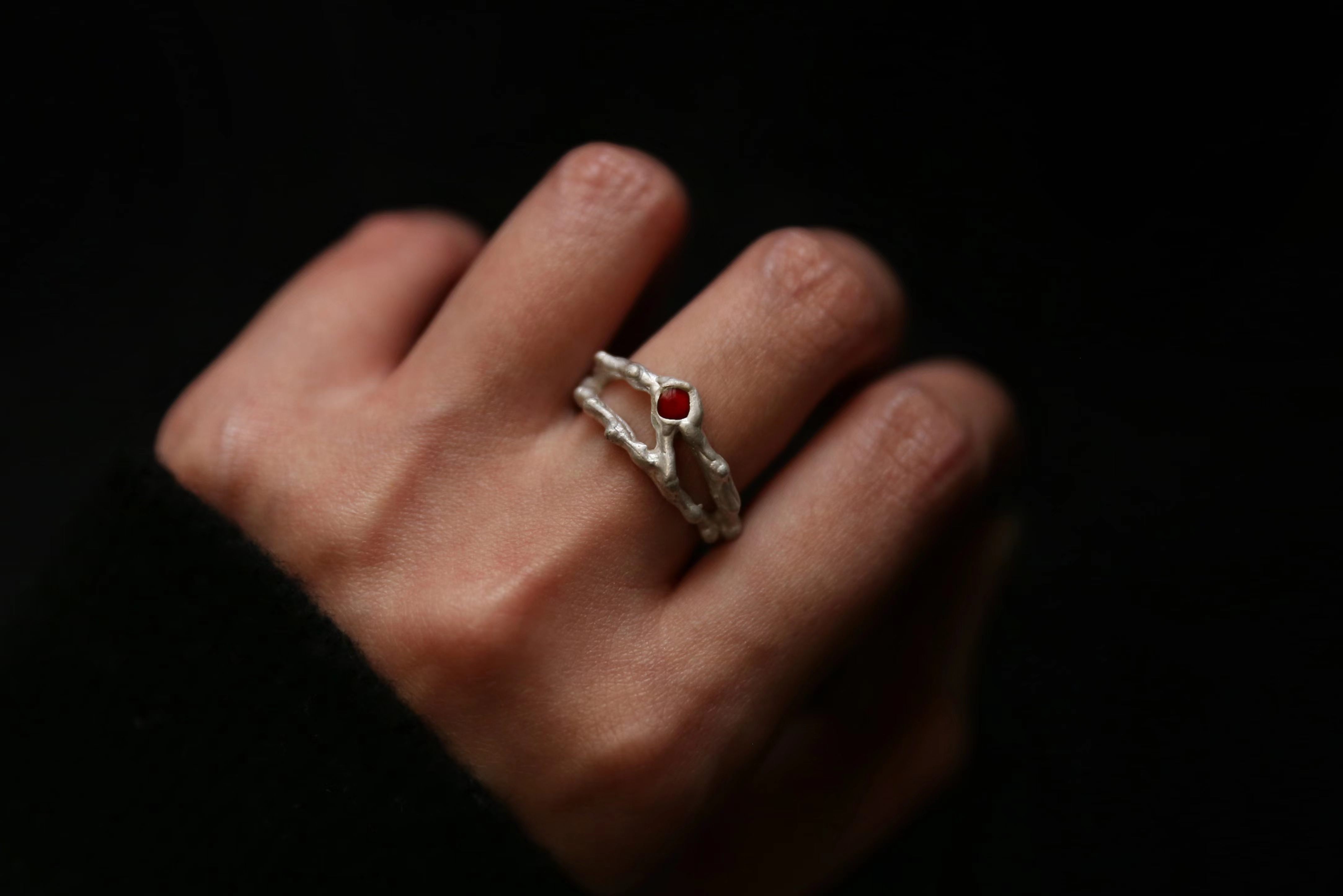 CHEZ BOQUE 印象系列原创手工925银珐琅戒指《荆棘》