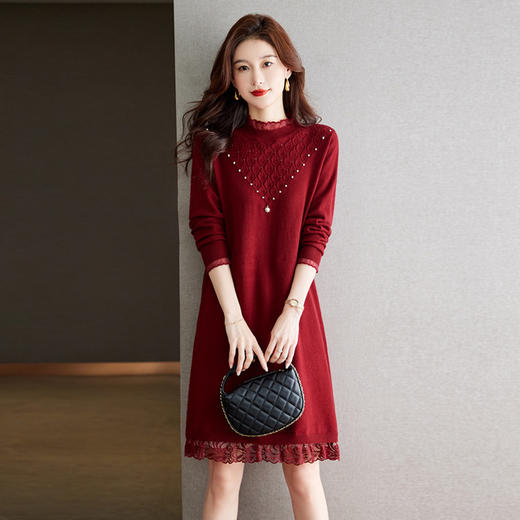 蕾丝毛衣内搭女中长款打底衫秋冬2023年新款气质配大衣针织连衣裙CC-16-6767 商品图0