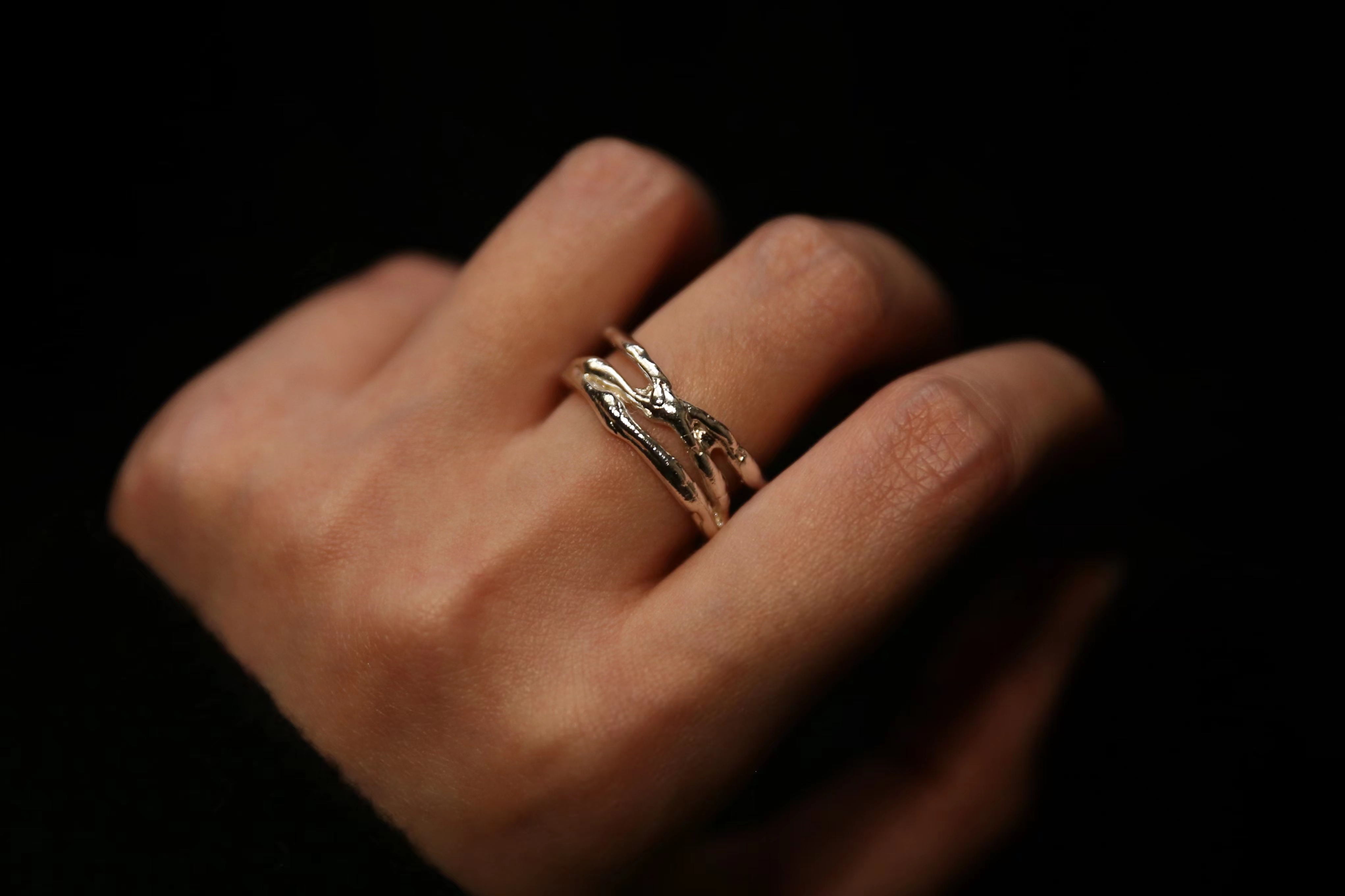 CHEZ BOQUE 印象系列原创手工925银抽象造型戒指《相遇》