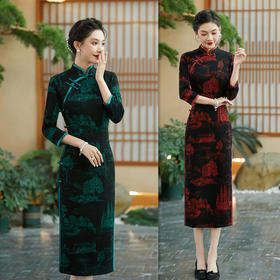 复古国风，中长七分袖旗袍GX-27396