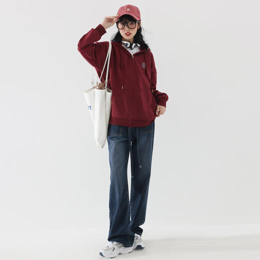ALBB-2023春秋新款加绒连帽卫衣女韩版宽松显瘦慵懒风开衫拉链加厚外套 商品图1