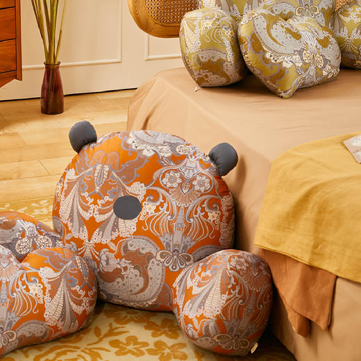 熊抱抱橙绿系列床头靠垫软包腰靠沙发飘窗可拆洗 商品图1