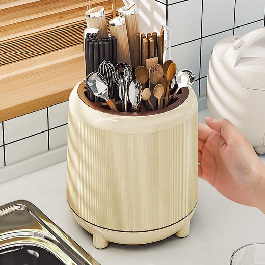 可旋转刀架厨房置物架筷子收纳筒筷子收纳盒刀具收纳架台面多功能 商品图7