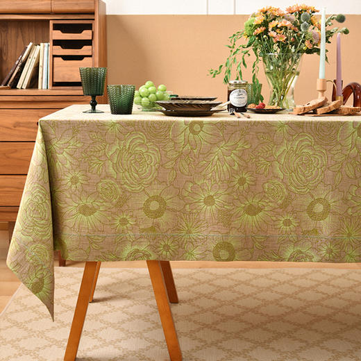 复古花卉提花桌布客厅电视柜布艺餐桌布 商品图0